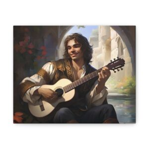 Experience Enchantment with Bard Playing Guitar Digital Wall Canvas Art